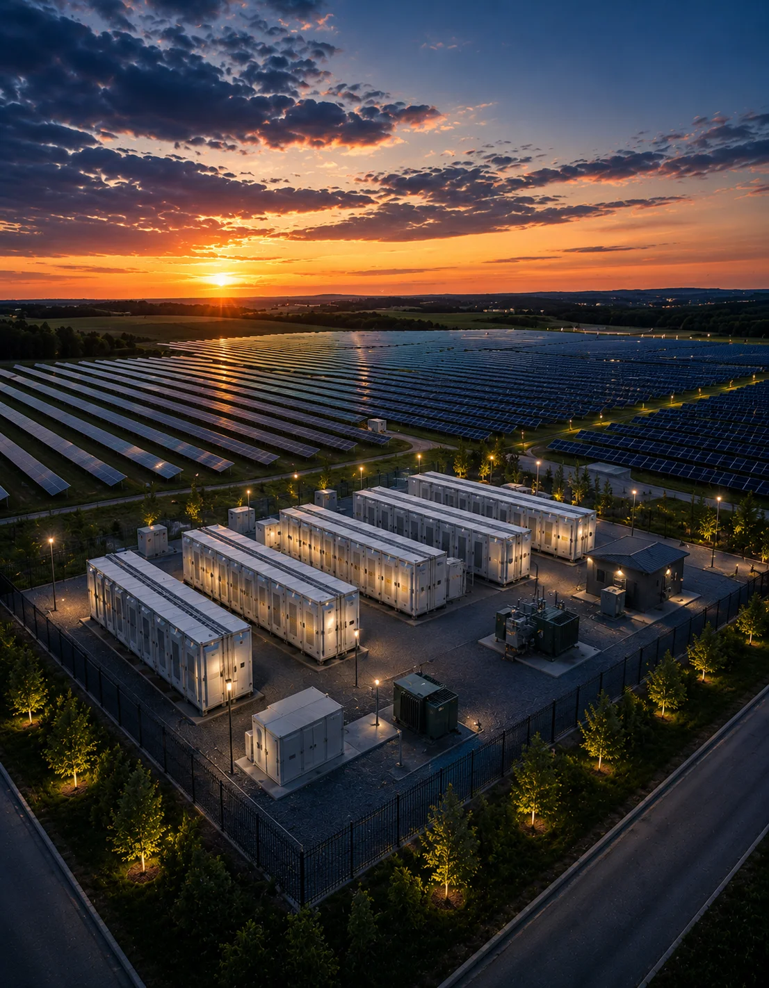 Solar farm with battery storage